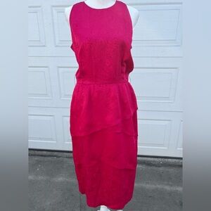 Women's VTG St. Gillian 100% silk Midi hot Pink dress 10